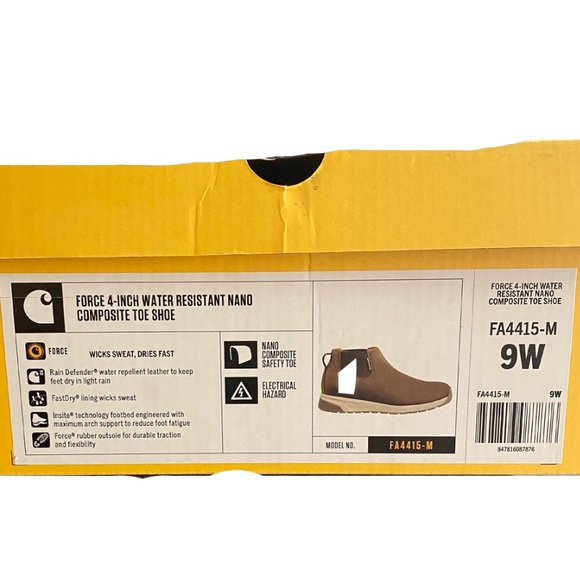 Carhartt, Brown Force 4 Inch Water Resistant Nano Composite Toe Shoe. Size: 9W - Picture 6 of 6